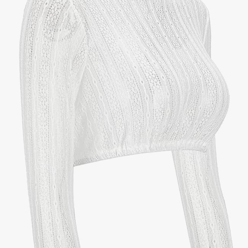 Dirndl Blouse for Oktoberfest – Lace, 3/4 sleeves, high-neck - Picture 3 of 4